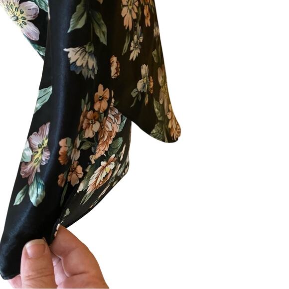 Vintage Dentelle Satin Floral Black Slip Dress night gown medium USA made - Picture 8 of 9